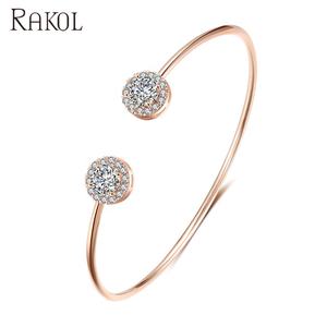 RAKOL BP2195 New 2025 Gold-Plated <b>Crystal</b> Round Zircon Cuff Wedding Dubai Women Bride Gold <b>Bracelet</b> - Product Image 2