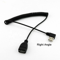 Cable USB en Espiral de 90 Grados, Macho a Hembra, con Blindaje Trenzado, Conductor de Cobre Puro, PVC, Carga Rápida 3A, para Escáneres de Código de Barras