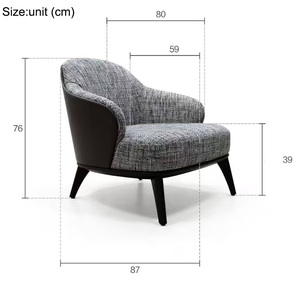 Silla de Lujo Ligera con Base de Madera Sólida, Silla de Descanso de Cuero y Tela, Sofá Individual para Hogar, Hotel, Oficina, Sala de Estar, Venta al Por Mayor - Product Image 6