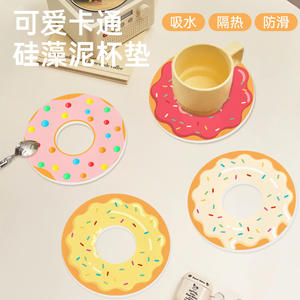 Sous-verre rond en terre de diatomée, motif dessin animé, absorbant, pour lavabo, tasse, savon, brosse à dents - Product Image 5