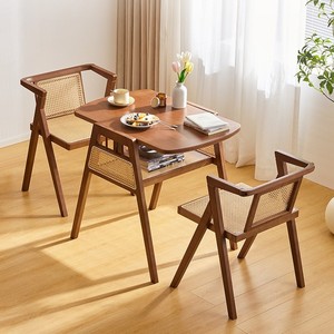 Minimalist Solid Wood Tea <b>Table</b> And Chair Set 70x62x75 Cm For Garden Outdoor Use Two Seater <b>Bamboo</b> Furniture - Product Image 1