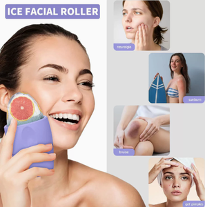 Rouleau de massage facial en silicone rose pour le contour du visage, rafraîchissant, pour les yeux et les joues - Product Image 3