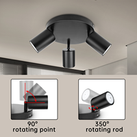 Spot LED Moderne en Fer à 3 Voies, Culot GU10, Montage en Saillie, Orientable, Hauteur Réglable, CCT 3000K-6000K, Usage Commercial Intérieur