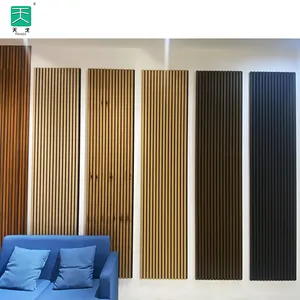 TianGe ses yalıtımı ses emici malzeme Mdf Pet akustik ahşap sergi duvarı panelleri