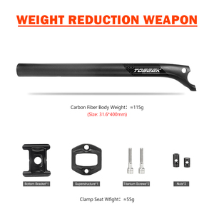 <span class=keywords><strong>Tija</strong></span> de sillín de <span class=keywords><strong>carbono</strong></span> para bicicleta de montaña OEM ODM con desplazamiento de 20 mm, 350/400 mm, <span class=keywords><strong>27.2</strong></span>/31.6 mm, con tornillo de aleación de titanio, ligera y de alta resistencia - Product Image 4