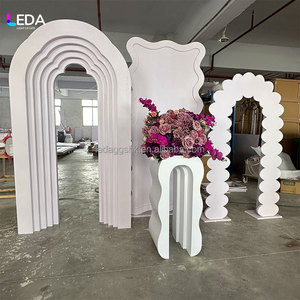 LEDA Event Decoration Supplies White Arch <b>Backdrop</b> Panel Round Arch <b>Backdrop</b> <b>Stand</b> for Wedding - Product Image 2