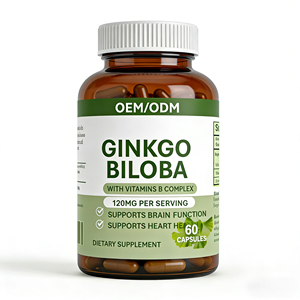 Cápsulas de Ginkgo Biloba con <span class=keywords><strong>Complejo</strong></span> de Vitamina <span class=keywords><strong>B</strong></span> 120 mg por Porción - 60 Cápsulas Suplemento para la Salud del Cerebro y el Corazón OEM Marca Privada - Product Image 1