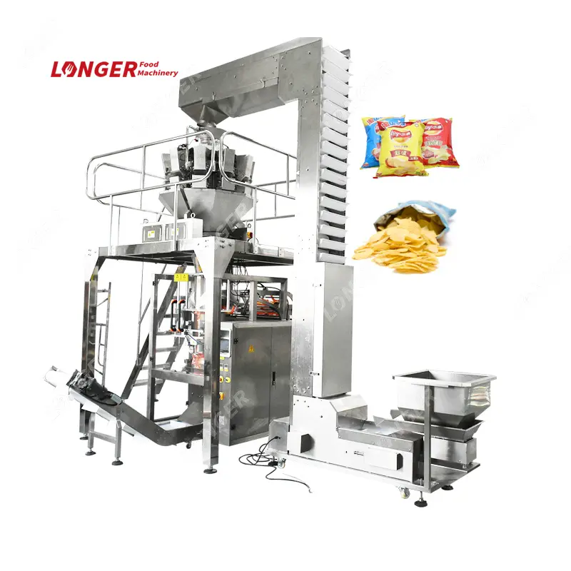 Multi head Automatic Weighing Banana Chips und Zwiebel ringe/Potato Crisp Packing Machine mit Etikett