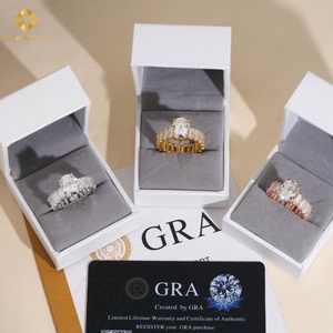 Anillos de Compromiso de Moissanita Blanca en Oferta, Chapados en Oro, Plata de Ley 925, Estilo Clásico, Anillos de Boda para Mujer y Hombre - Product Image 2
