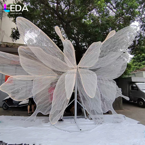 Leda ผ้าโปร่งสีขาวแกรนด์ผีเสื้อรูปปั้นตกแต่งผีเสื้ออุปกรณ์ตกแต่งฉากหลังแต่งงาน - Product Image 6