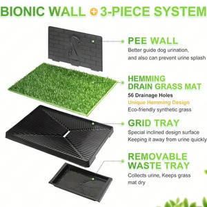 Plateau de pot pour chien en plastique à 3 couches avec mur Tapis de toilette pour chiot, déflecteur de pipi, tapis d'herbe pour chien pour l'élimination des déchets - Product Image 4