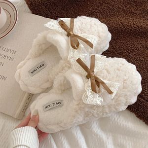 Sayoung in pelliccia di coniglio artificiale con punta a punta dolce con fiocco <span class=keywords><strong>pantofole</strong></span> calde da <span class=keywords><strong>donna</strong></span> - Product Image 3