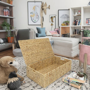 KUYUE Water Hyacinth Плетеный ротанг с крышкой кубик корзина для хранения для ванной и кухни и хранения игрушек. - Product Image 4