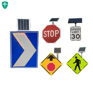 Electronic Led Safety Light Help Flash Glow In The Dark Road Aluminum Signs Custom Reflecting Traffic Warning Sign With Led