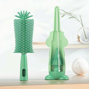 Baby <b>Bottle</b> Cleaner <b>Brush</b> Kit PP & Silicone Long Handle Cartoon Design Portable Safer Use Nipple Straw <b>Brush</b> - Product Image 3