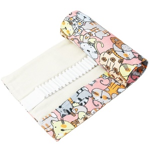 Kotak pensil kain motif penuh, dengan pemegang rol Organizer mewarnai pena kuas cat kantong penyimpanan - Product Image 1