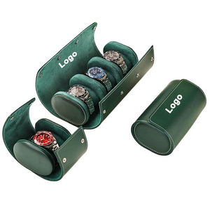 Rotolo Porta Orologi di Lusso Personalizzato in Pelle Scamosciata Verde Nero a 1 Scomparto 2 Scomparti 3 Scomparti - Product Image 1