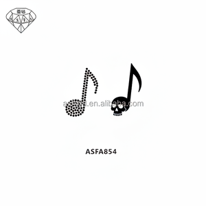 ASFA854 Crâne Note Hot Fix Strass Motif Pour Artisanat Vêtements T-shirts Transfert Pressage À Chaud HotFix Motif Accessoires - Product Image 1