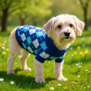 Suéter para Mascotas DB Fashion con Patrón Argyle, Talla Extra Pequeña, Lavable, Ropa Cálida de Primavera para Perros - Product Image 2