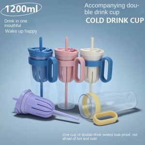 Bestselling 40oz Jumbo Iced Coffee Built-in <b>Tea</b> <b>Infuser</b> Double-Layered Straw Water Bottle Dual-Use Tumbler <b>Mug</b> Cup with Handle - Product Image 2