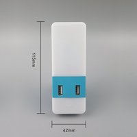 Veilleuse LED A90 avec double prise murale USB, capteur tactile, chargeur rapide pour chambre à coucher, ordinateur, téléphone portable, prise de courant, lampe