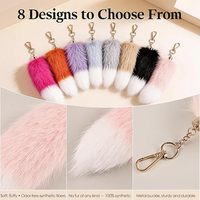 2 Pièces Porte-clés Queue de Renard en Peluche Moelleuse pour Breloque de Sac, Breloque de Sac à Main, Accessoires de Cosplay et Fêtes Thématiques