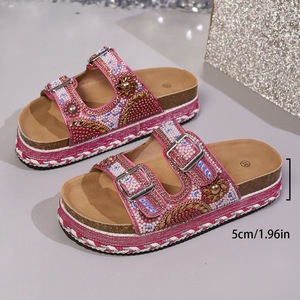 <span class=keywords><strong>Ciabatte</strong></span> da <span class=keywords><strong>Donna</strong></span> alla Moda Retrò <span class=keywords><strong>con</strong></span> Strass e Suola Spessa, Doppia Fibbia, Taglie Grandi - Product Image 5