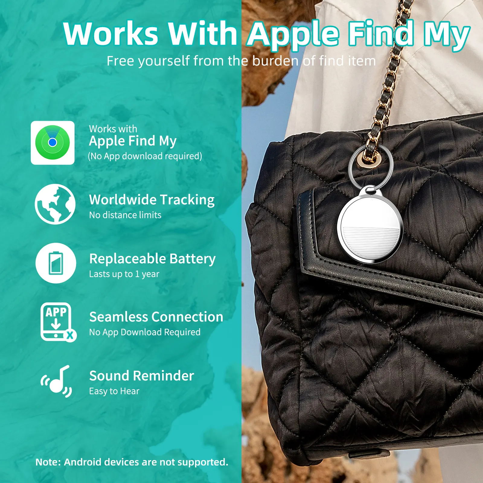 Venta caliente Mini Smart Key Finder Localizador inalámbrico antipérdida en tiempo real funciona con Apple Find My App 4G y WiFi World Wide Tracking