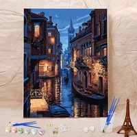 DIY Peinture à l'huile numérique peinte à la main Salon Paysage Fleur Décoration Peinture en poudre