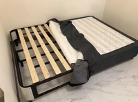 Cadre de lit en métal KD à montage facile, style moderne, avec sommier à lattes en bois, tailles double et queen, pour chambre à coucher et salon