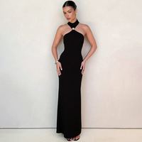 Vestido de Mujer Estilo Francés, Superventas, Verano 2025, Nuevo, Elegante, Ajustado, Cuello Alto, Sin Mangas, con Abertura