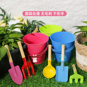 Children's Beachcombing Set Shovel Digging <b>Tools</b> For Sand Play Gardening Lightweight Iron With Wooden Handle - Product Image 2