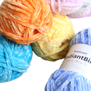 Sợi len móc chunky chenille 100g/80m, sợi len cashmere dày nhiều màu, dùng để móc khăn - Product Image 1