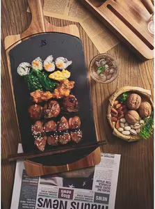 Platos de madera personalizados para carne, Bandejas para servir para cocina, bandejas de madera de acacia con pizarra para fruta, charcutería, queso - Product Image 4