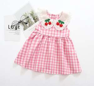 Robes d'été pour enfants en gros à prix abordable, jolies robes cerises rouges, style coréen, vêtements tendance pour filles - Product Image 3