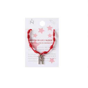 Braccialetto Angelina a Sette Nodi con Corda Rossa e Charm R Placcato Oro, Unisex per Uso Quotidiano - Product Image 4
