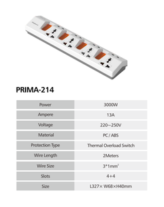 2026 New 13A 3000W <b>Extension</b> Cord Power Strip Overload Protector Multiple <b>Socket</b> with Safety Shutter 2m <b>Extension</b> Cable - Product Image 6