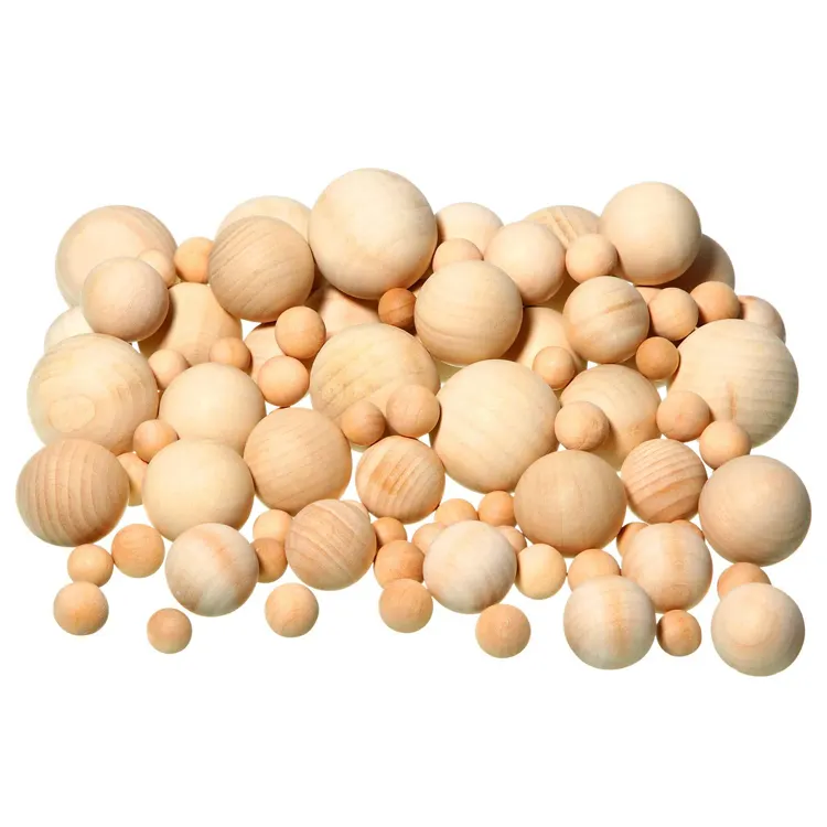 8/10/12/14/16/18/20/30/40mm Smooth Non-porous Hardwood Balls Natural Unfinished Round Wooden Beads for DIY Crafts Jewelry Making