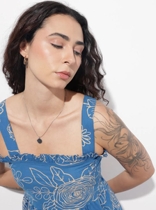 Vestido Mini de Popelina de Algodón Azul con Tirantes, Casual de Verano, Sin Mangas, Ligero, Transpirable, Moderno, para Uso Diario - Product Image 4