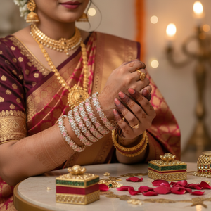 PADMAWATI Private Limited Luxury Tungsten Gold Plated Multi Color <b>Bangles</b> Set Women's Maharashtrian Style Anniversary Gift - Product Image 3