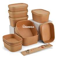 Bol en carton kraft jetable de qualité alimentaire 32 oz pour salades et plats chauds/froids AVEC COUVERCLE