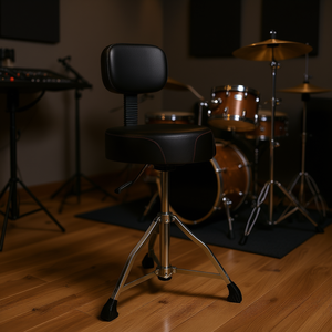 Silla de batería ajustable con asiento de cuero y respaldo, silla musical de una sola capa para bateristas - Product Image 2