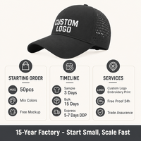 Casquette de sport perforée au laser avec logo personnalisé, qualité supérieure, séchage rapide, casquette de baseball, prix d'usine en gros, casquette de course à 6 panneaux