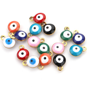 Pendentif œil porte-bonheur 6 mm en acier inoxydable coloré, double face, forme goutte, pour la fabrication de colliers, composants de bijoux DIY - Product Image 1