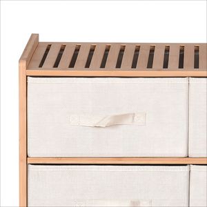 Bamboo <b>Drawer</b> Storage Cabinet 3 Tier <b>6</b> <b>Drawer</b> Natural Color Living Room Study Entryway Multipurpose Storage Rack - Product Image 3