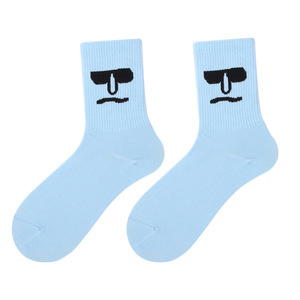 Calcetines largos de algodón de alta calidad Youki para mujer, cómodos y divertidos con estampado de emoticonos, medias de punto transpirables, tripulación con patrón Floral - Product Image 6