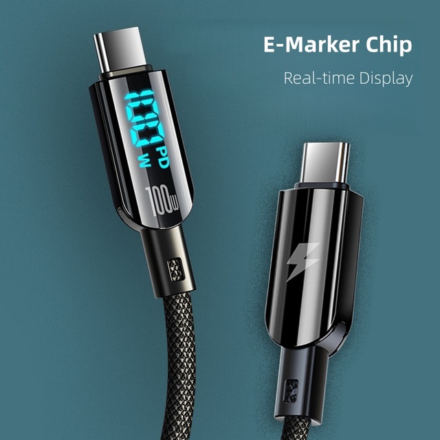 Factory Wholesale Type-C 100W 60W Fast Charging Original Type-C Cable with LED Display New Design Compatible with iPhone Series