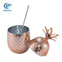 Tasse de boisson disco or ananas tropical d'été pour les décorations de fête de piscine de plage Tasse de paille en plastique de qualité