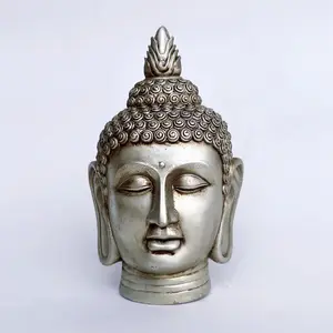 Poly resin Buddha Kopf Statue für Wohnkultur, Lächeln Buddha Kopf Figur für Meditation Altar Schreibtisch