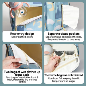 Sacs à langer personnalisés pour bébé, sacs à dos multifonctionnels pour maman, grande capacité, imperméables, en tissu polyester Oxford - Product Image 3